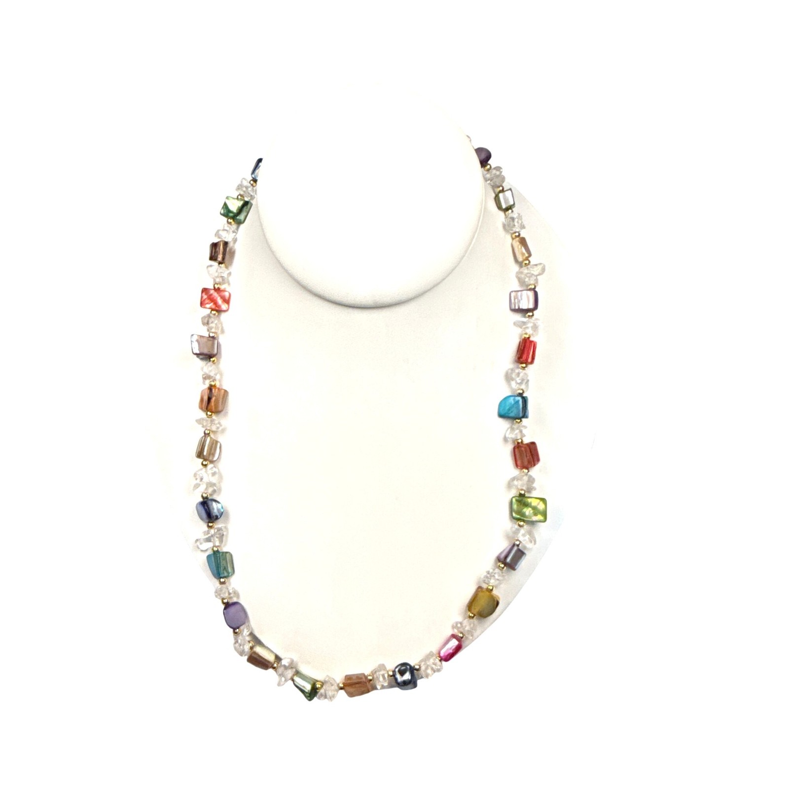 Multicolor Stone Beaded Necklace Barrel Clasp Gemstone Jewelry Bohemian