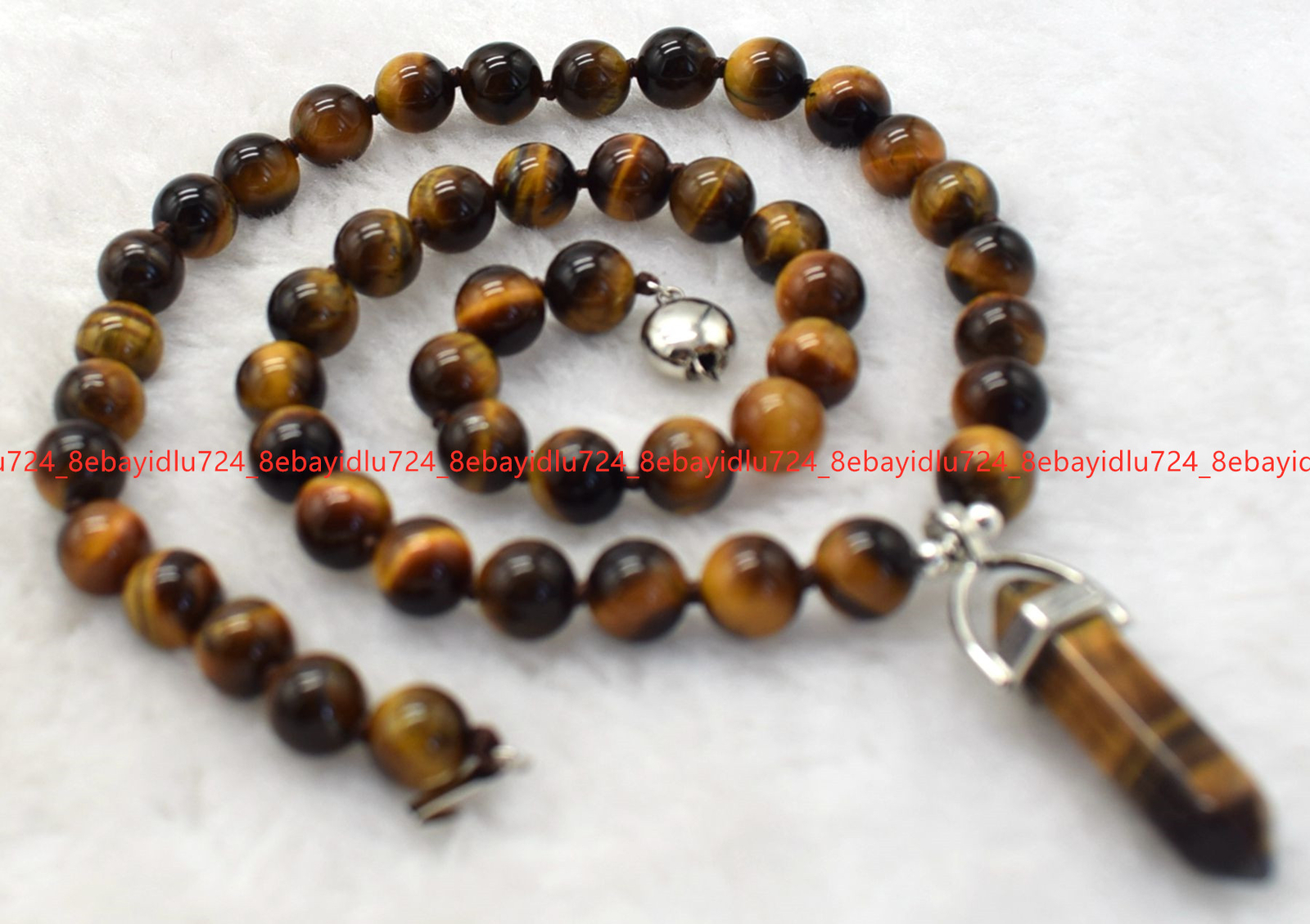 8/10/12mm Natural Yellow Tiger’s Eye Round Gems Beads Pendant Necklace 16-36″