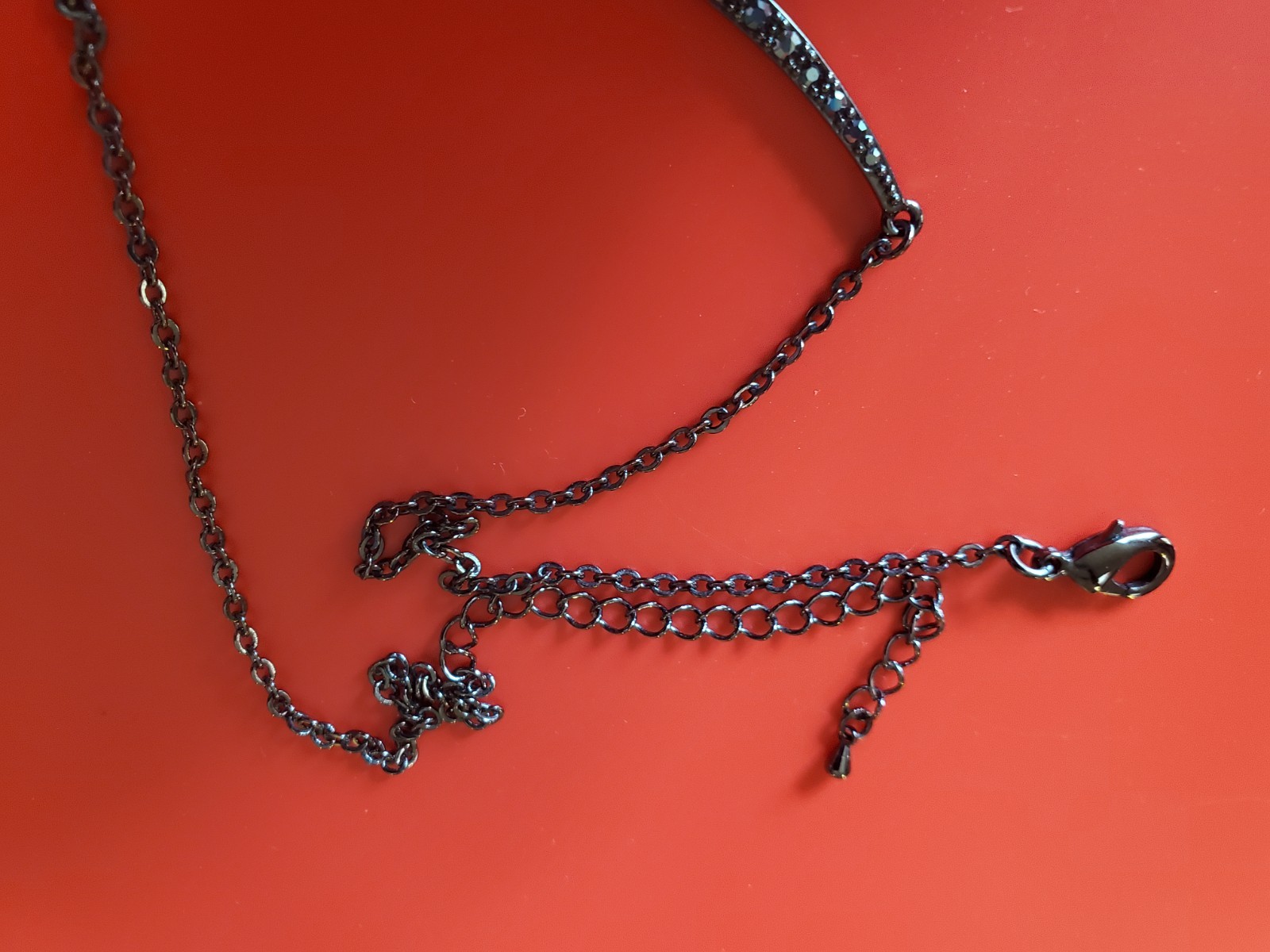 Park Lane Pretty Please Bar Pendant Hematite Black Chain Pave Crystals Necklace