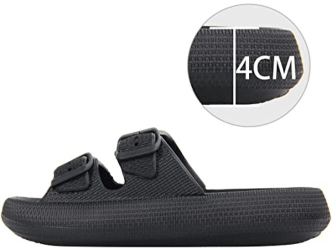 Pillow Sandals for Women Men Thick Sole 9.5-10.5 Women/8.5-9.5 Men Black