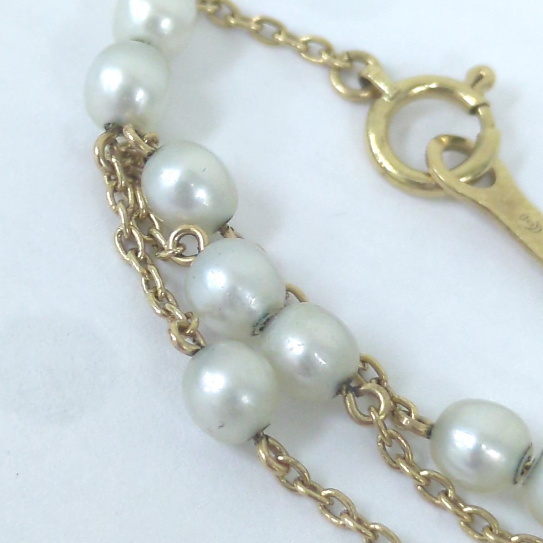 TASAKI Japanese Pearl 3.9mm K18 Yellow Gold Bracelet Approx. 2g Light Grey
