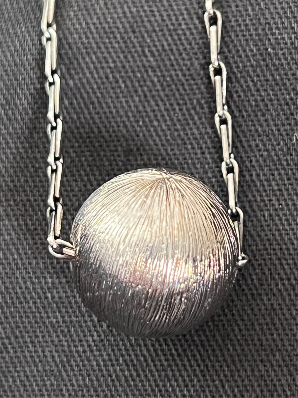 NIB Saint Laurent YSL Spherical Ball Pendant Silver Brass Chain Necklace $695