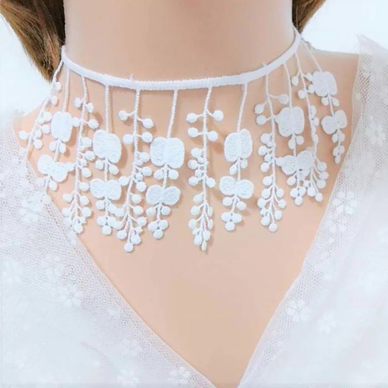 Lady Chokers Leaf Tassel Women Neck Jewelry Accessory Girl Lace Gothic Vintage S