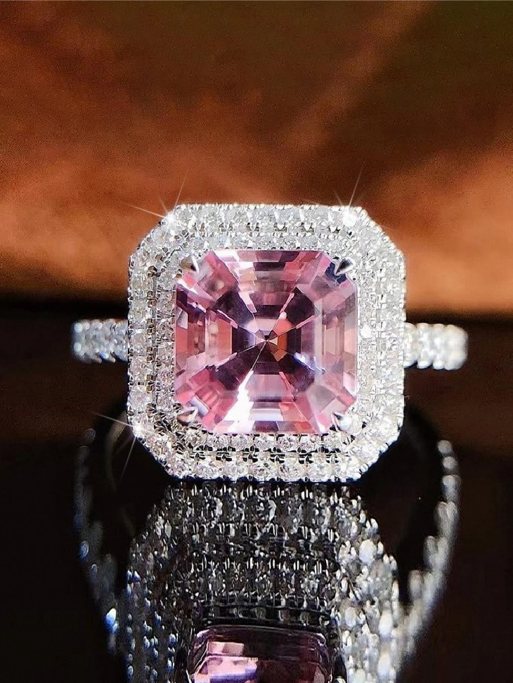 Luxury Asscher Cut CZ Halo Engagement Ring Women Bridal Promise Wedding Jewelry