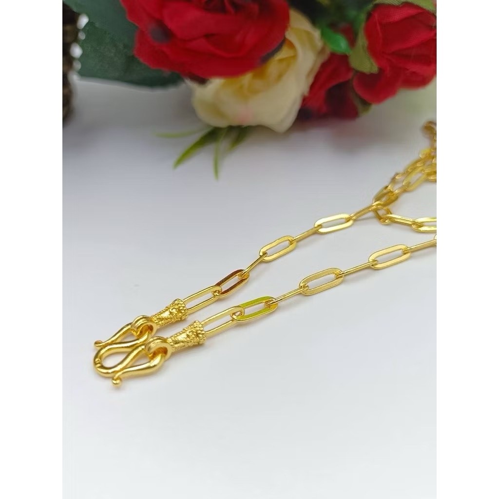 Chain men women 18K 20k 22K 24K Thai Baht Yellow Gold Necklace 20 inch Jewelry
