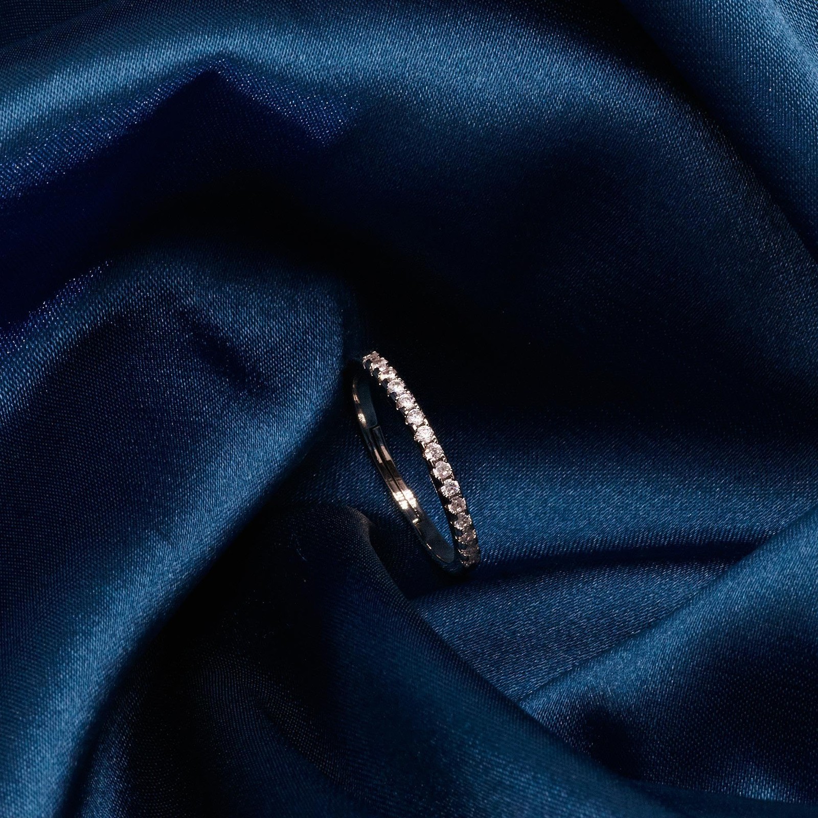 Warm Fortune Half Eternity Stackable Ring, Adjustable 18K Gold Plated CZ Wedding