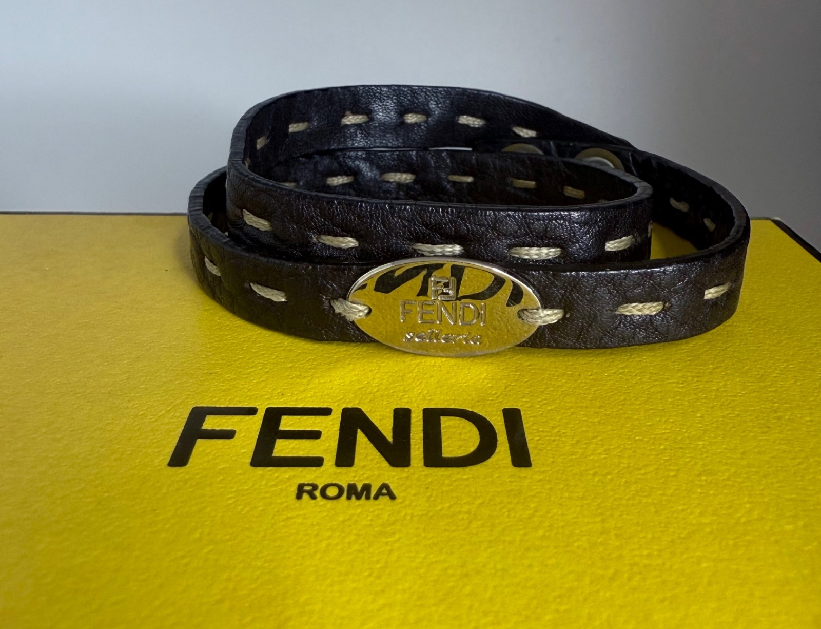 FENDI Leather Black Men’s and Brown Bracelets. 16″ Both.