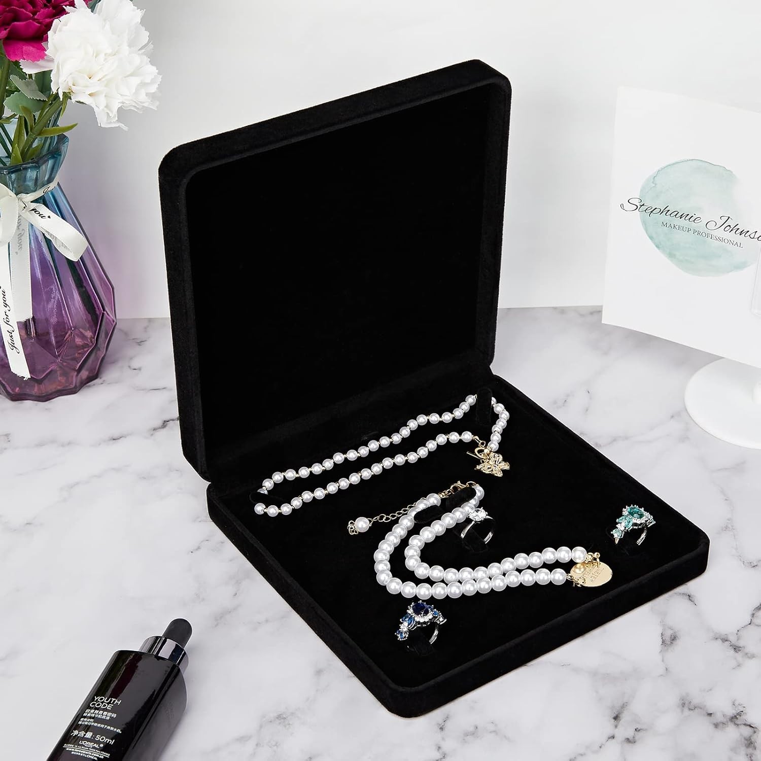 Velvet Jewelry Set Box, Velvet Gift Box for Bracelet Necklace Earring Ring