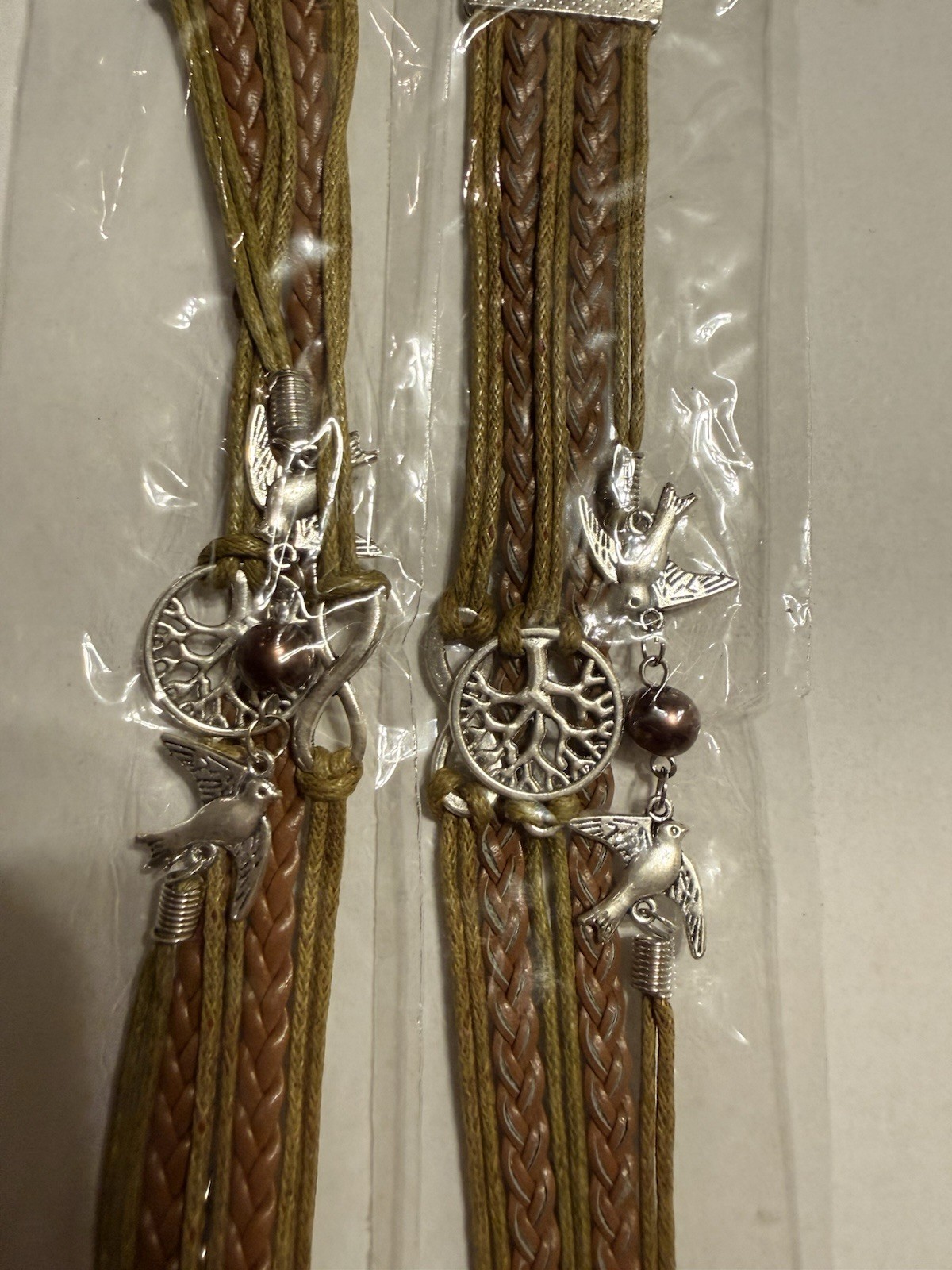 Lot Braided Cord Charm Bracelets Faux Leather Multicolor Adjustable Lobster