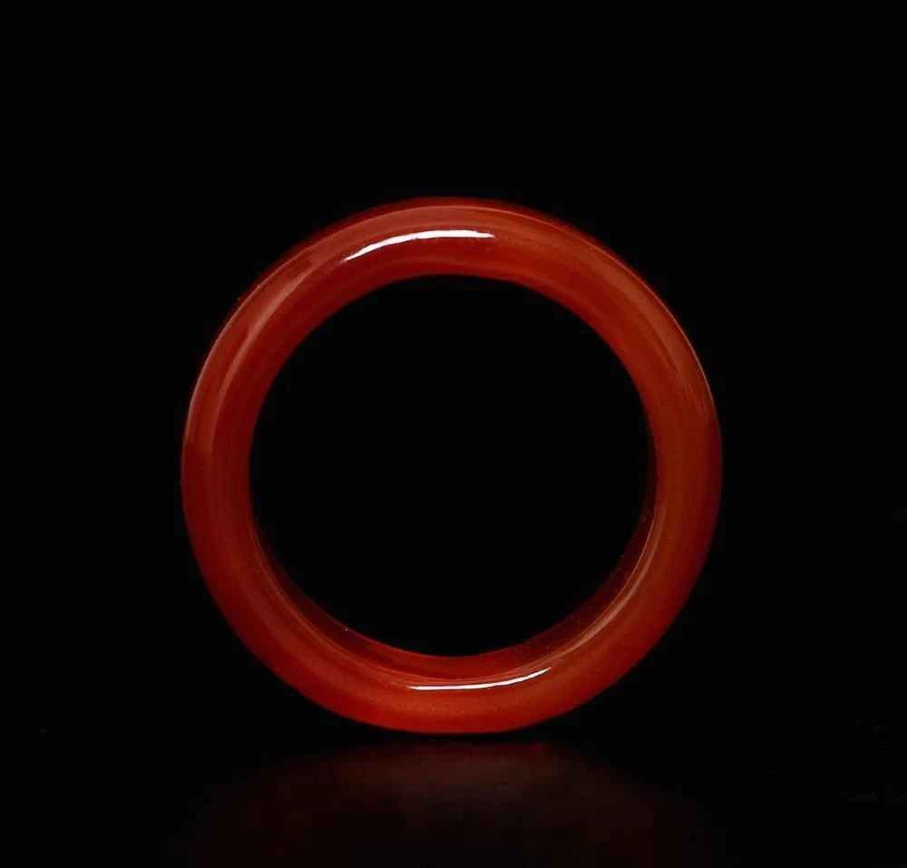 Natural Chalcedony Red Jade Hand-carved Size 7 Ring Fashion Jewelry w/Gift box