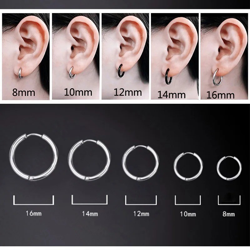 Continuous Mini Hoop Earrings 8mm 10mm 12mm 14mm 16mm Sterling Silver 925 Pair