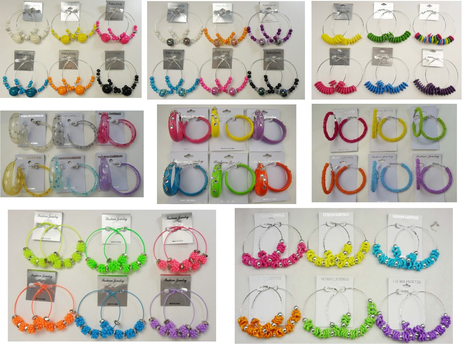 A-50 Wholesale Jewelry lot 10 pairs Colorful Fashion Hoop Earrings