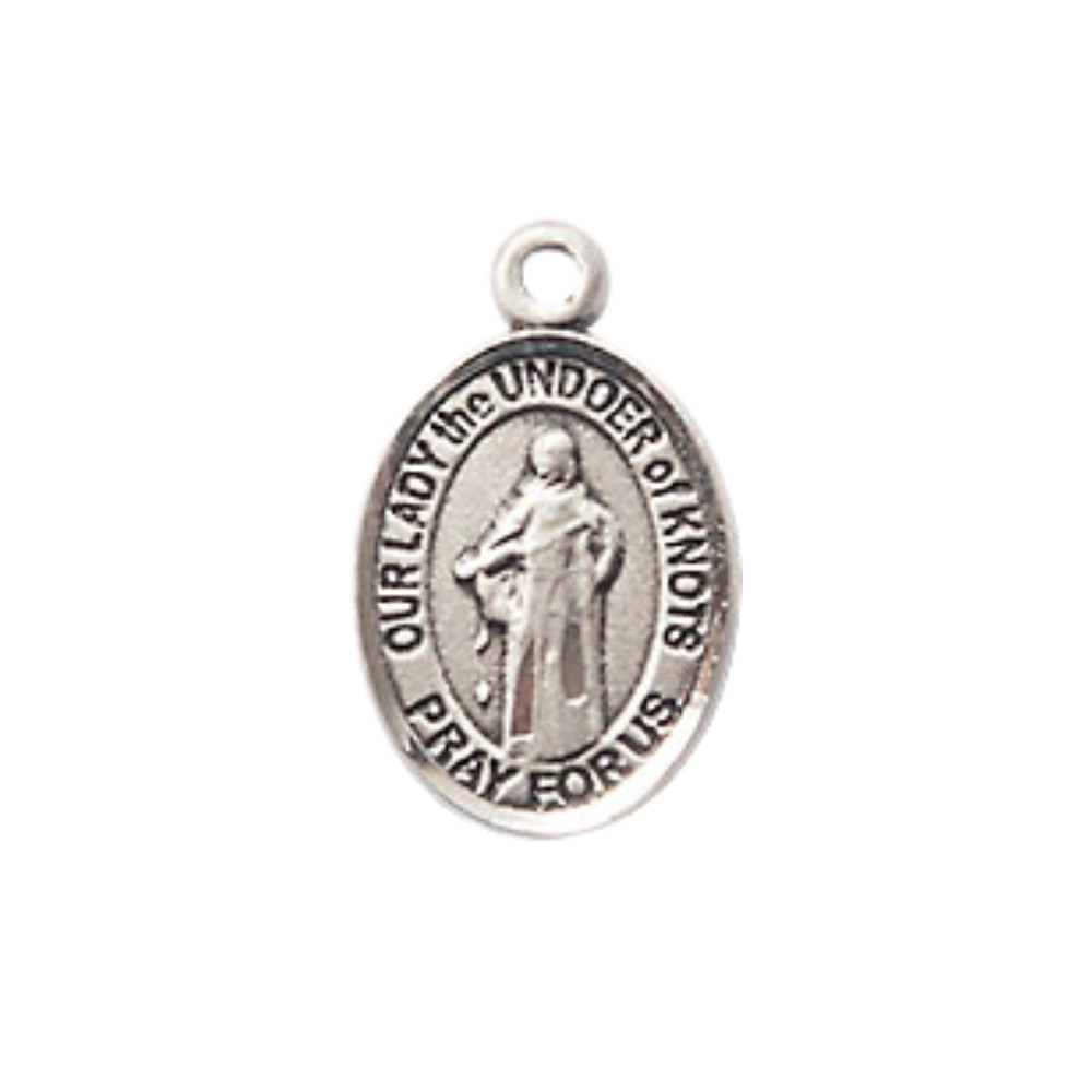 Pewter Our Lady the Undoer of Knots Medal Pendant 24″ Endless Chain Necklace