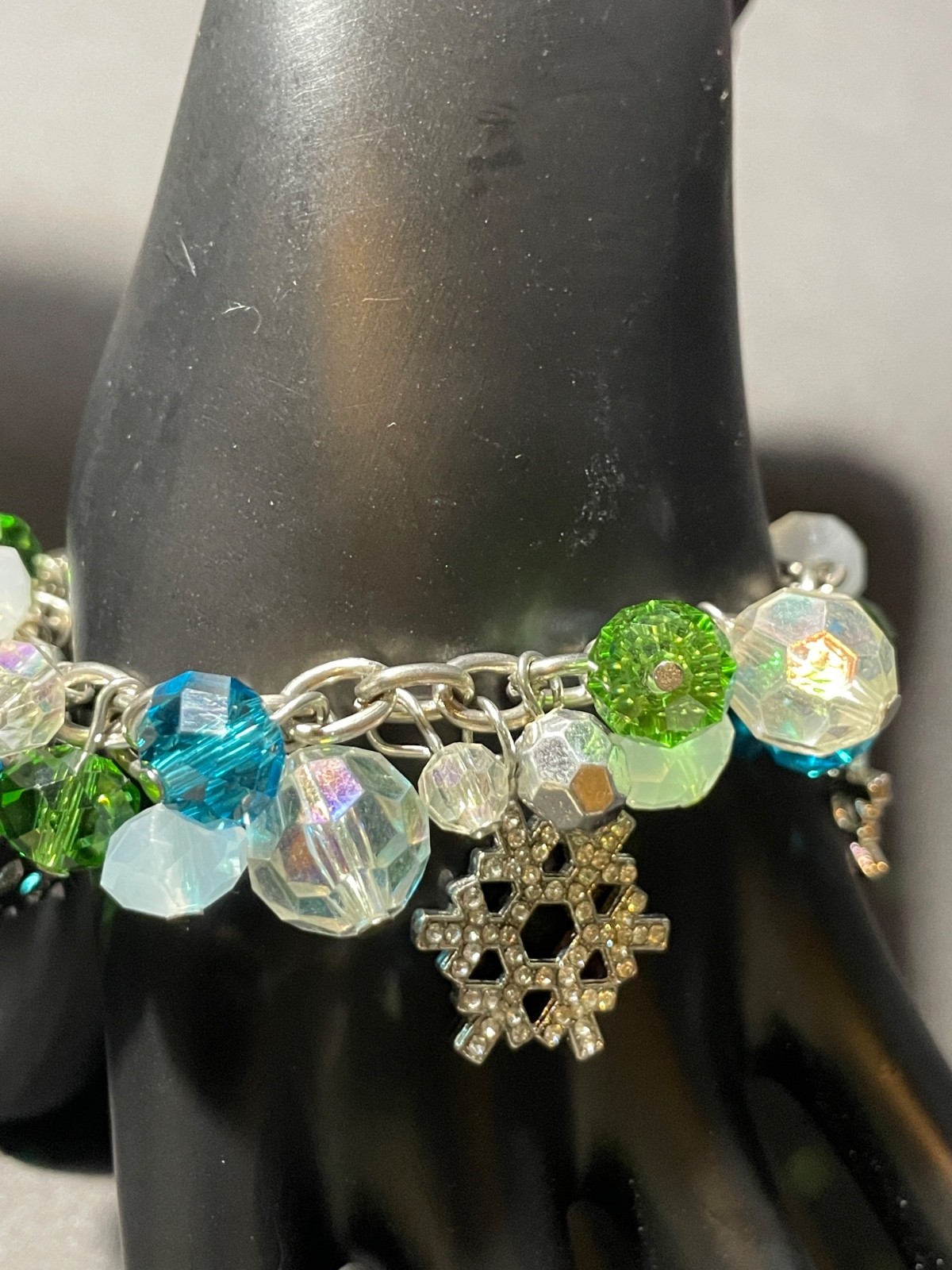 Pier 1 Snowflake Necklace Bracelet Set 19-21″ Holiday Christmas Rhinestone Charm