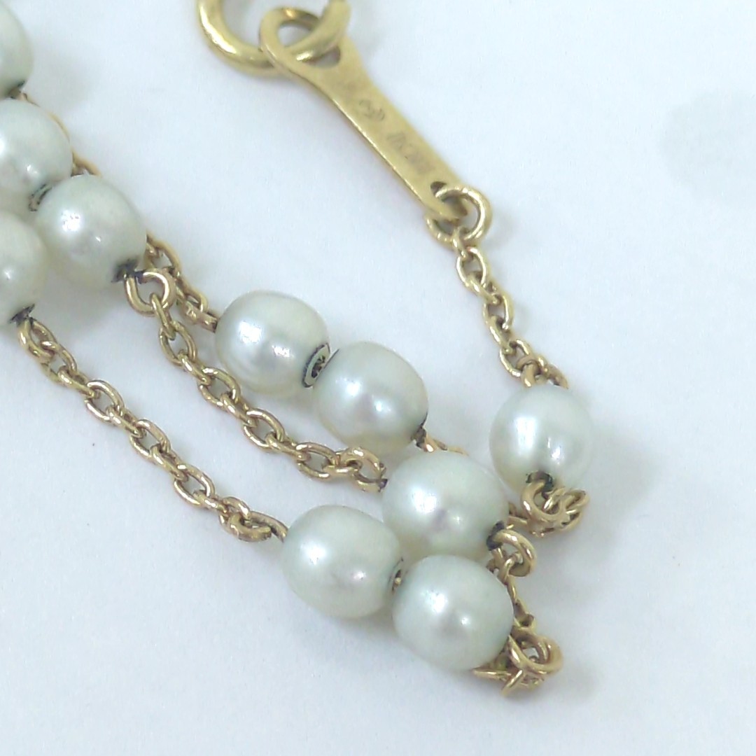 TASAKI Japanese Pearl 3.9mm K18 Yellow Gold Bracelet Approx. 2g Light Grey