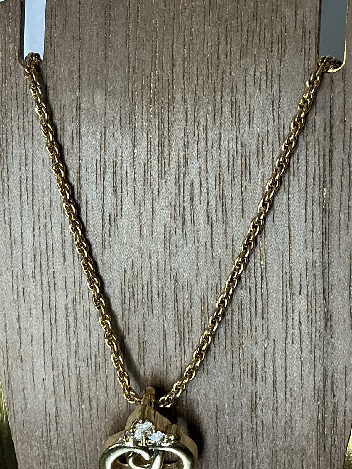 Authentic Dior CD Logo Rhinestone Necklace 17 in Preowned Good