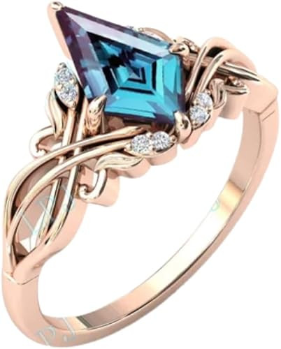 2ct Engagement Ring, Kite Cut Alexandrite Gemstone Bridal Wedding Ring for Women