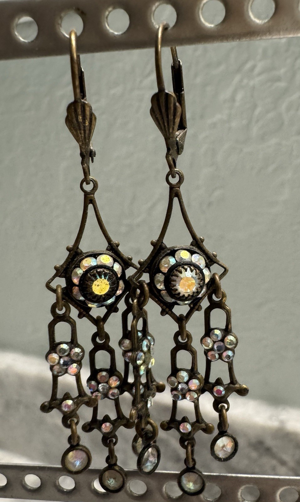 Vintage Popesco LaVie Parisienne ArtDeco Dangle Crystal Earrings France 1980’s