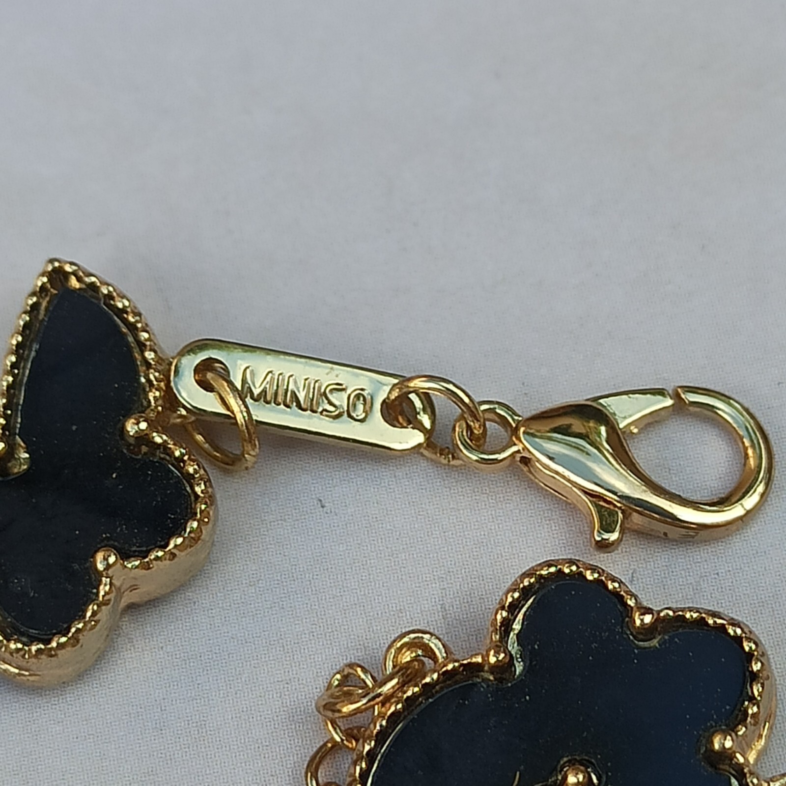Butterfly Bracelet Black Gold Tone Fashion Signed MINISO Gift Charm Modern Trend