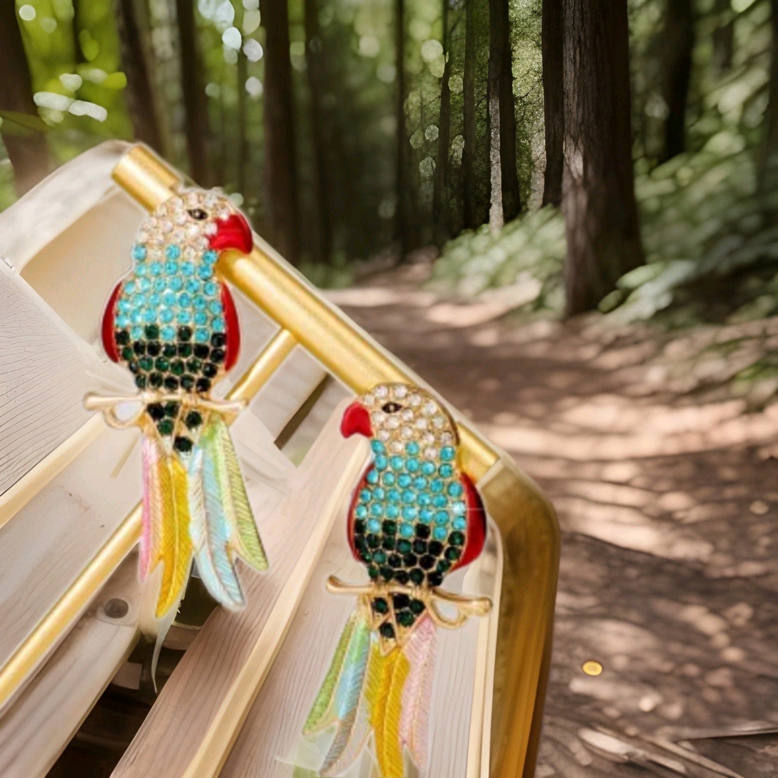 Stunning Colorful Crystal Parrot Earrings Stud, Silver, Gold,rosegold Plated.