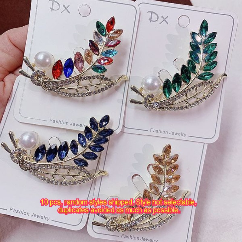 10Pcs Luxury Rhinestone Brooch Pin Set For Women Wedding Crystal Scarf Pins Lot