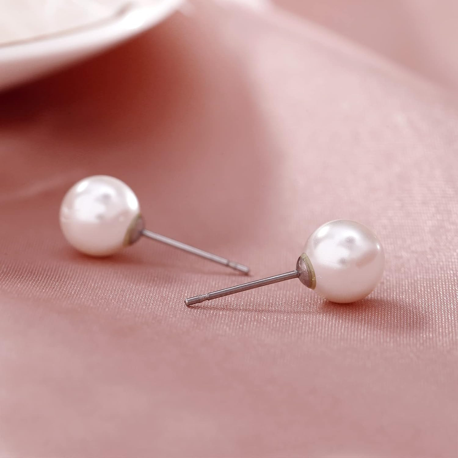 White 8Mm Faux Hand Knotted Glass Imitation Pearls Necklace Earring Jewelry 3 Se