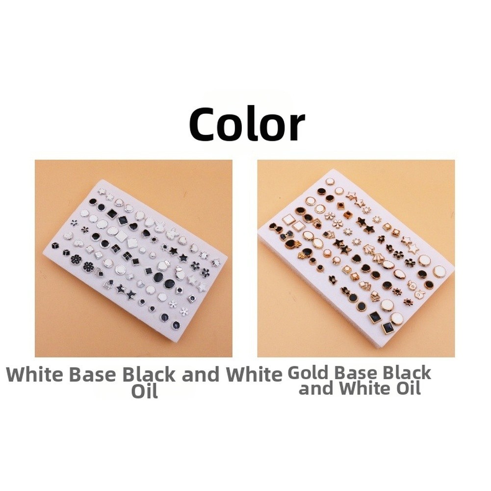 36 Pairs Mixed Color Flower Cartoon Enamel Stud Earrings Set Plastic Resin
