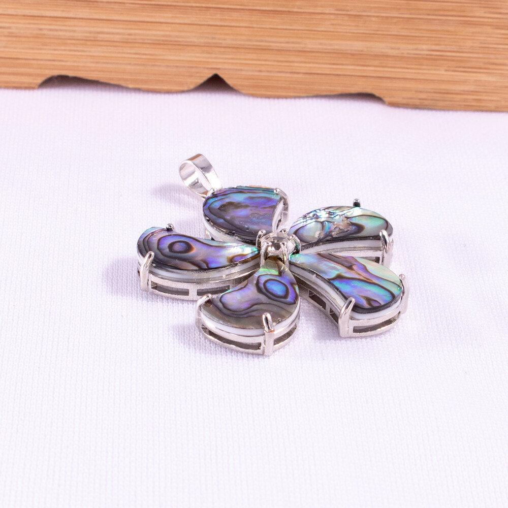 Natural Abalone Shell Pendants Lucky Pinwheel Flower Paua Shells Pendant for Wom
