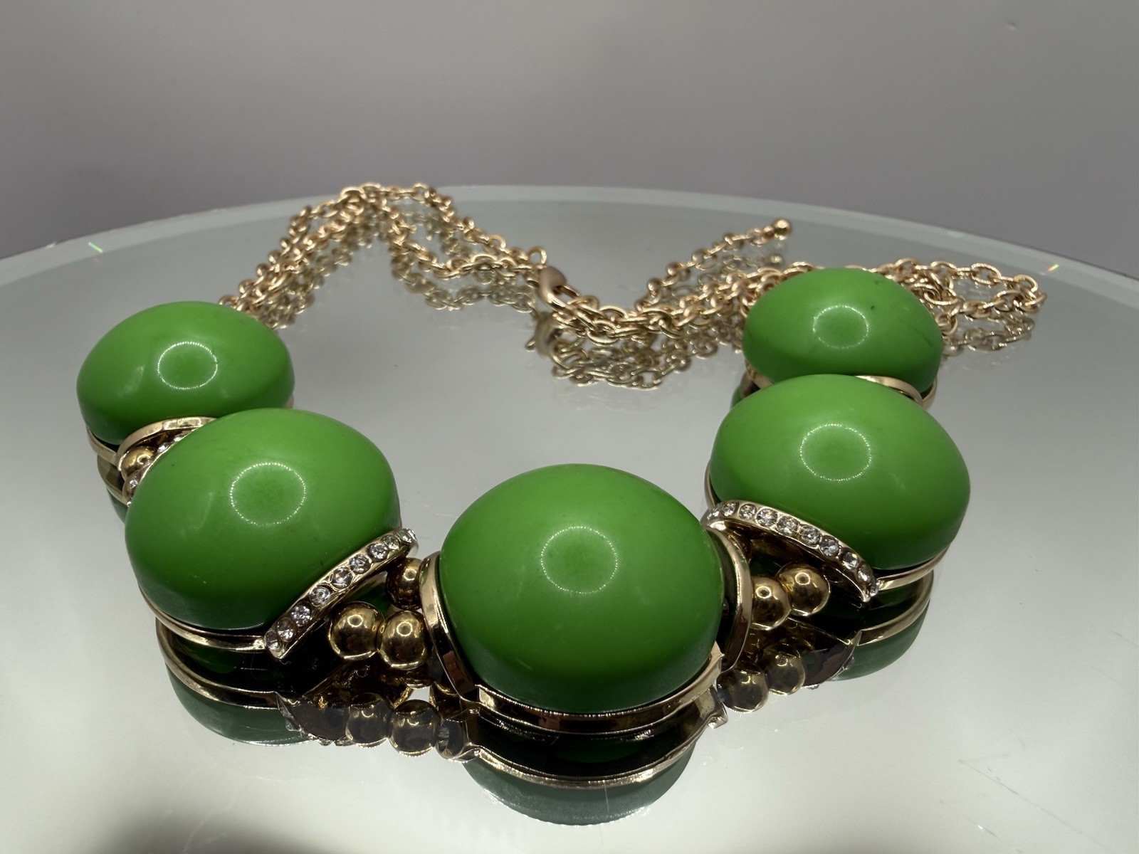 Dressbarn 3 Pc Lime Green Statement Jewelry Set Necklace Bracelet Earrings