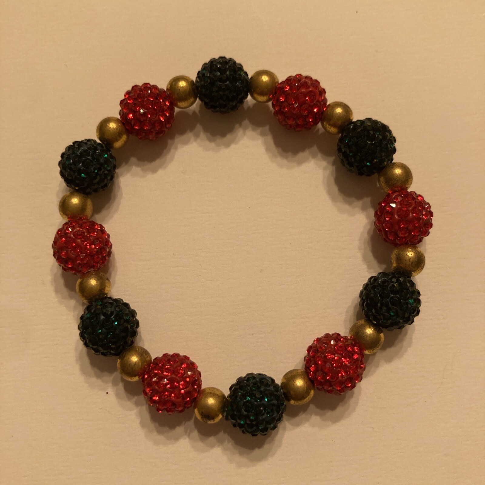 2 – Shamballa Gold Bead Bracelets Blue & Gold, Red Green & Gold