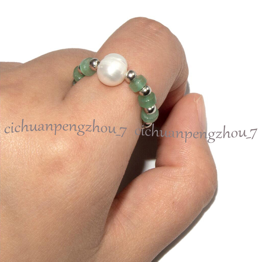 2x4mm Rondelle Green Aventurine Spacer White Pearl Necklace Bracelet Ring Set