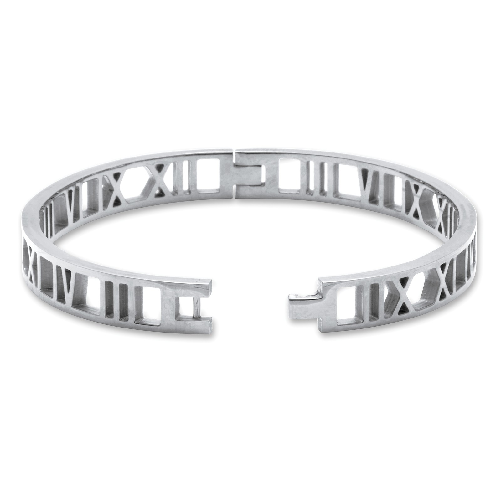 Roman Numeral Stainless Steel Bangle Bracelet