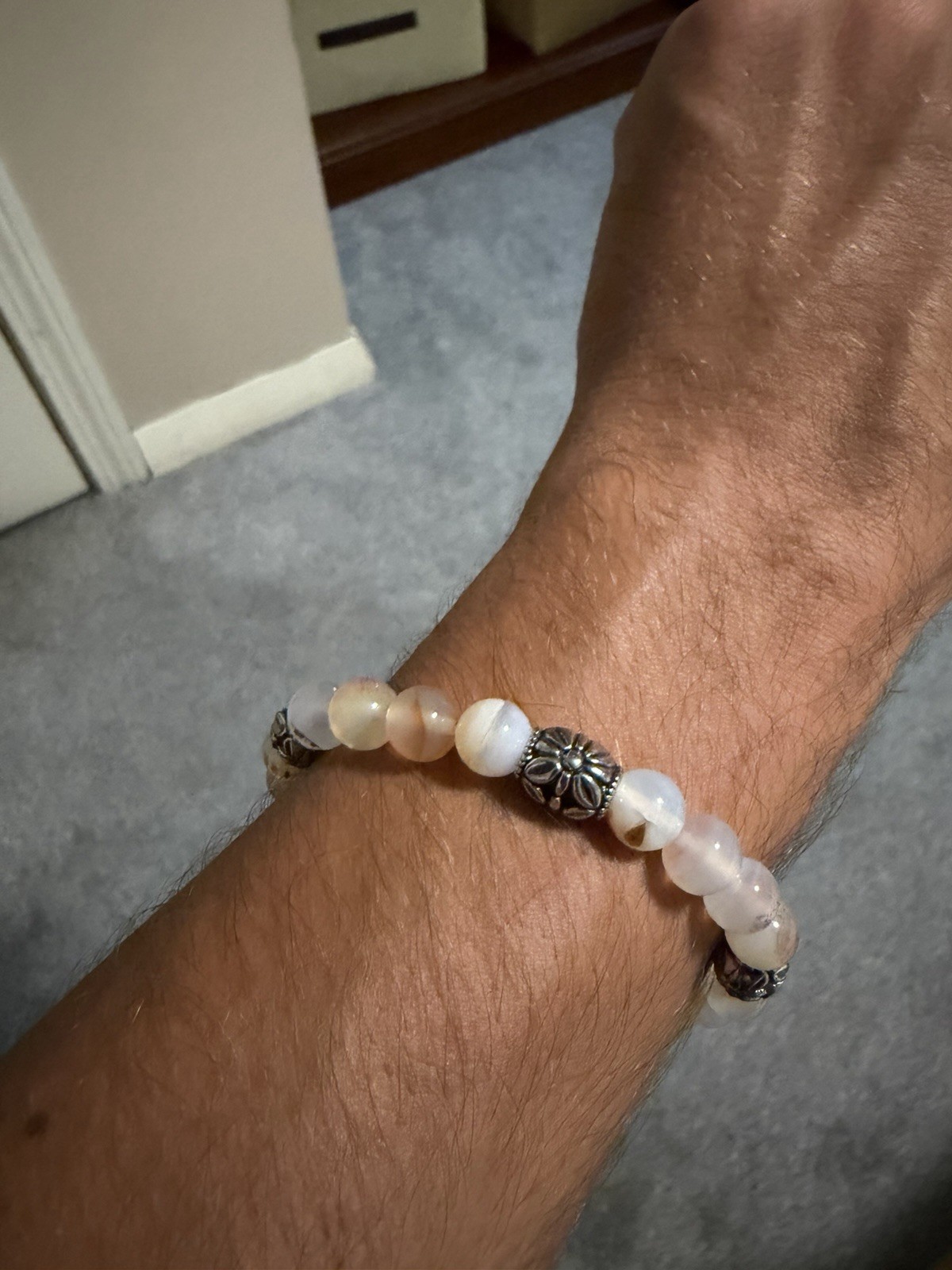 Flower Agate Crystal Bead Bracelet