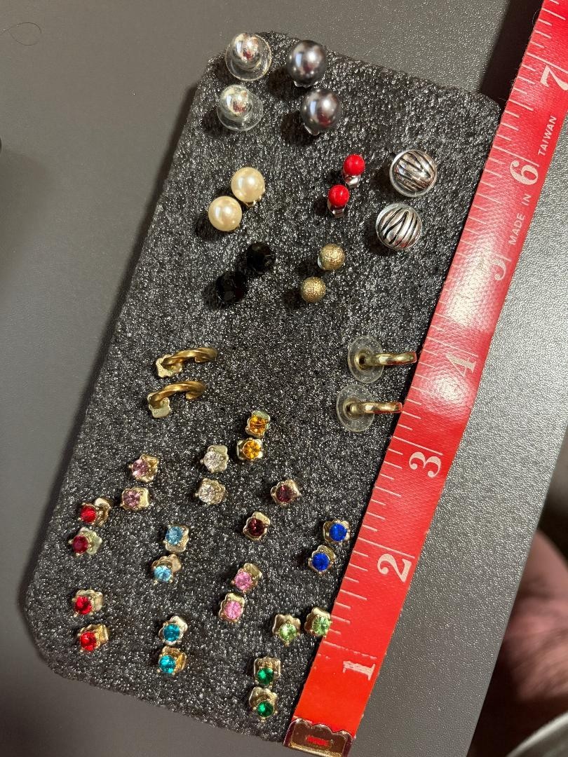 Assorted Multi Color Rhinestone Stud and Hoop Earrings