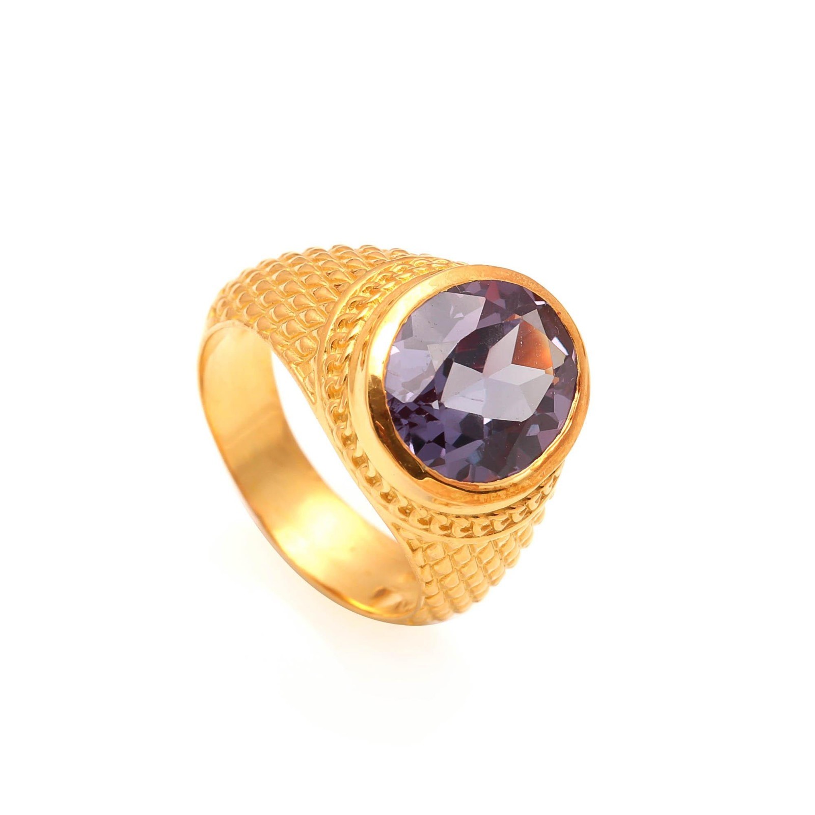 Color Changing Alexandrite Oval Ring 925 Sterling Silver Gold Plated Jewelry