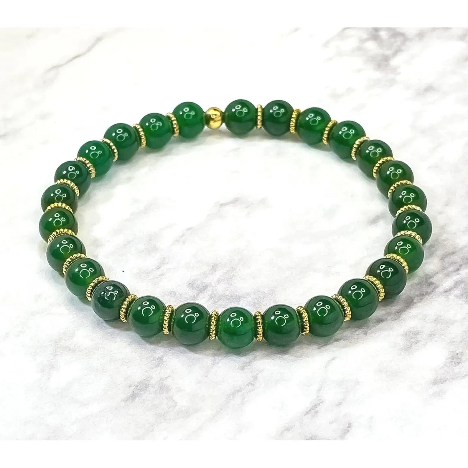 Jade Gemstone Bead Abundance Money Bracelet 6mm Crystal Healing Good Luck Gifts