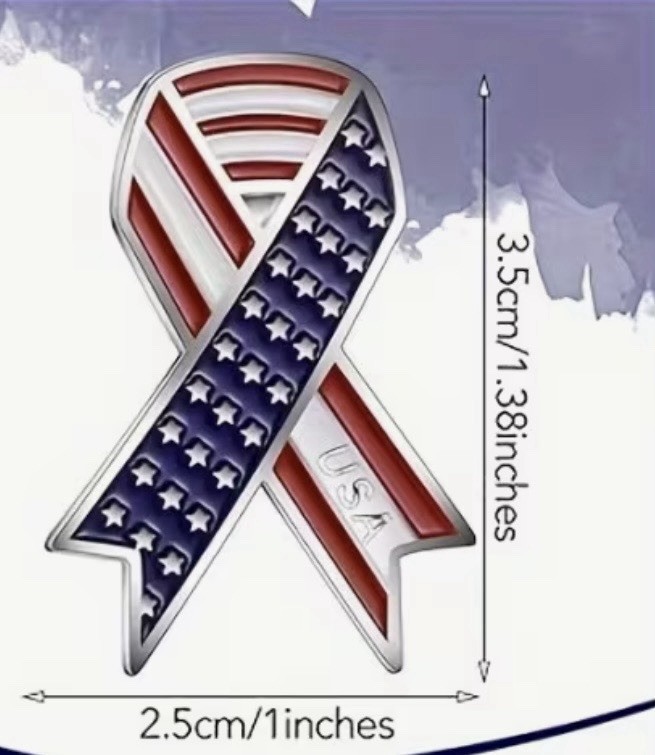 Set Of 5 US American Flag Ribbon Lapel Pin – Made in USA, High-Quality Patriotic