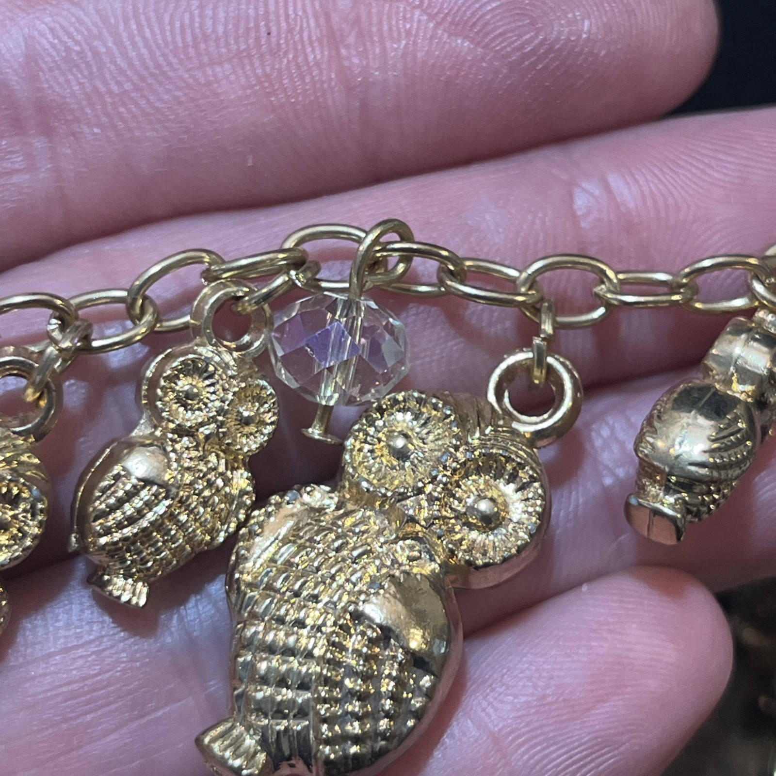 Owl Gold Silver Tone Charm Bracelets Jewlery Set Dangle Mixed Materials Womens