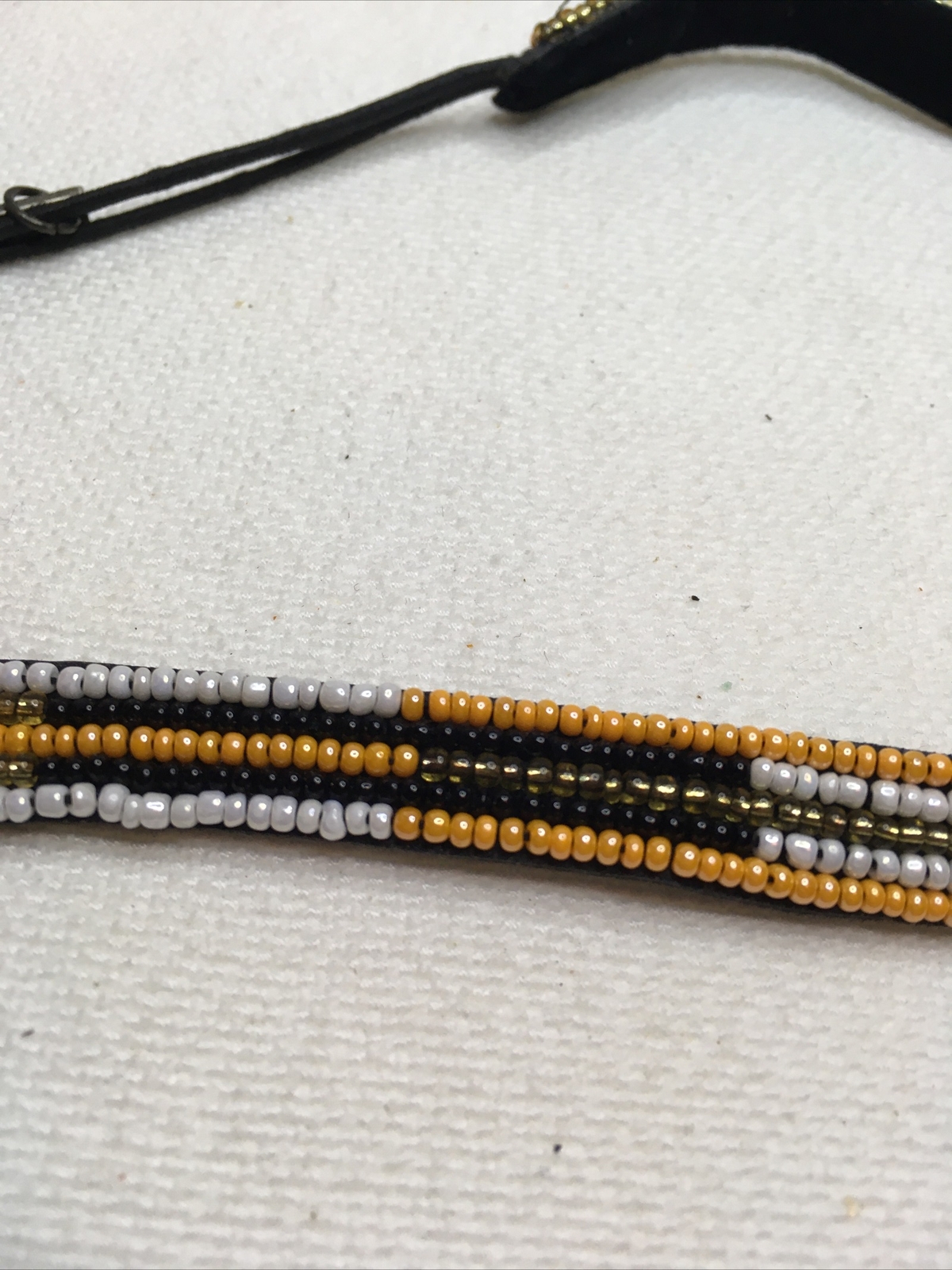 Signed Pink Pewter Unique Black Orange White Beaded Choker Necklace