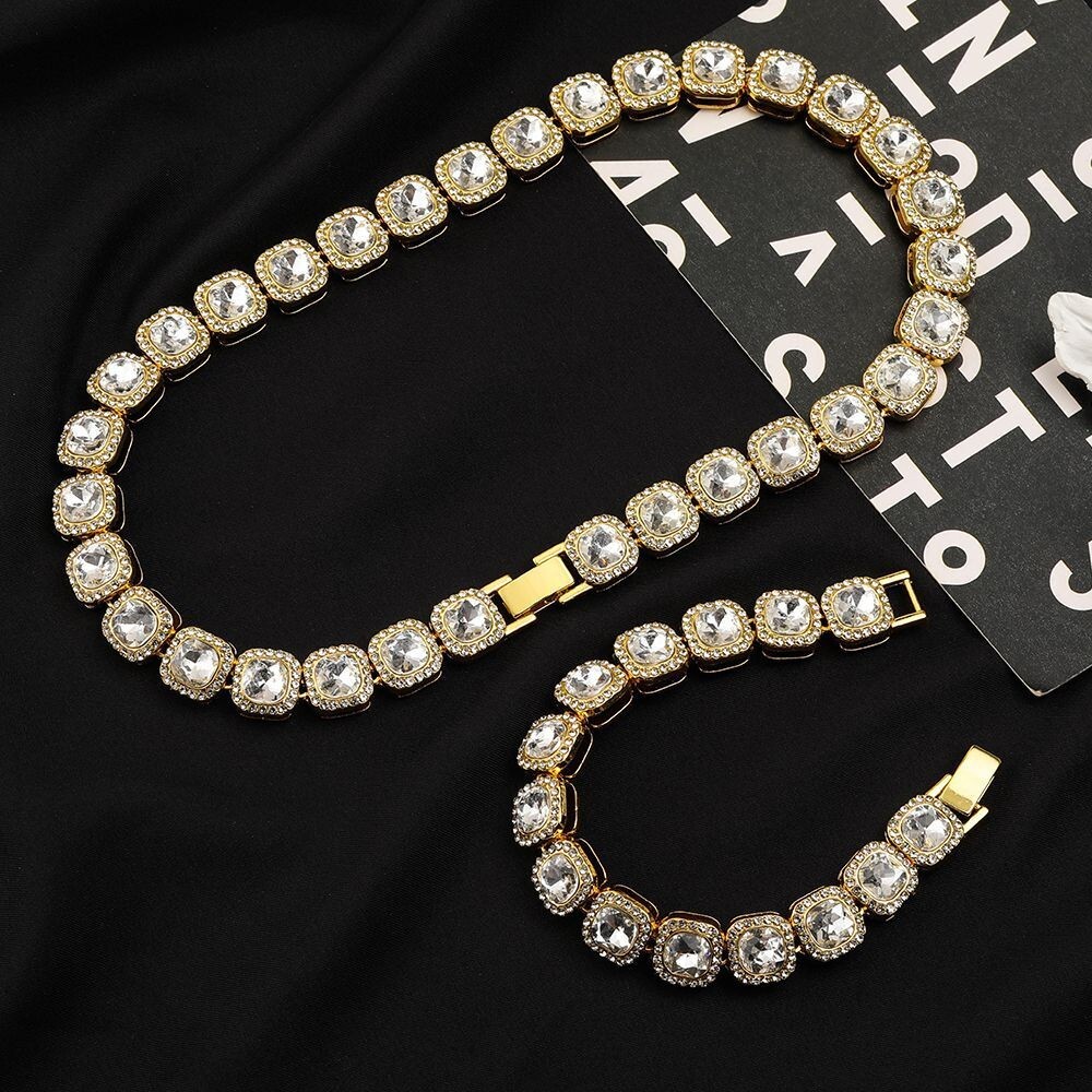 10mm White Gold Plated 1 Row Tennis Chain For Men Women Hip Hop Bracelet Iced
