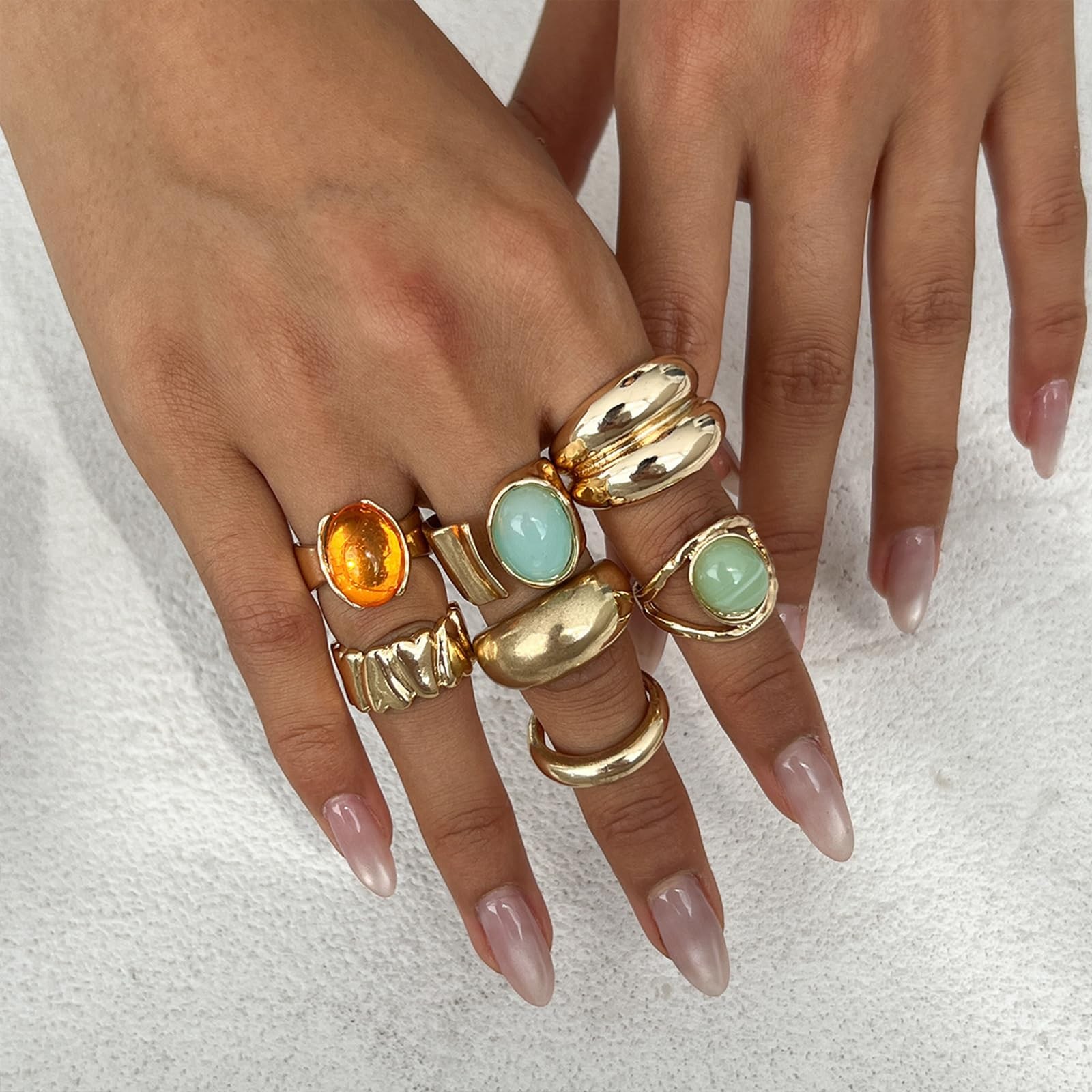 Chunky Gold Rings for Non Tarnish Adjustable Stackable Statement Rings for Ch…