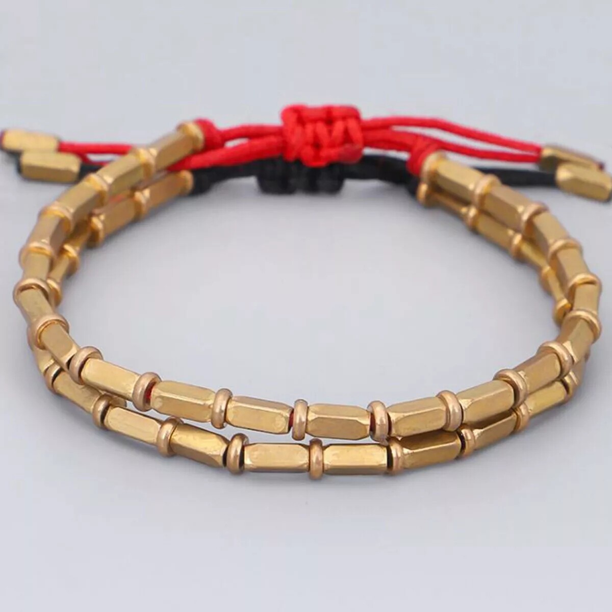 Red/Black- Tibetan Buddhist Long Copper Beads Healing Lucky-Rope Bracelet Bangle