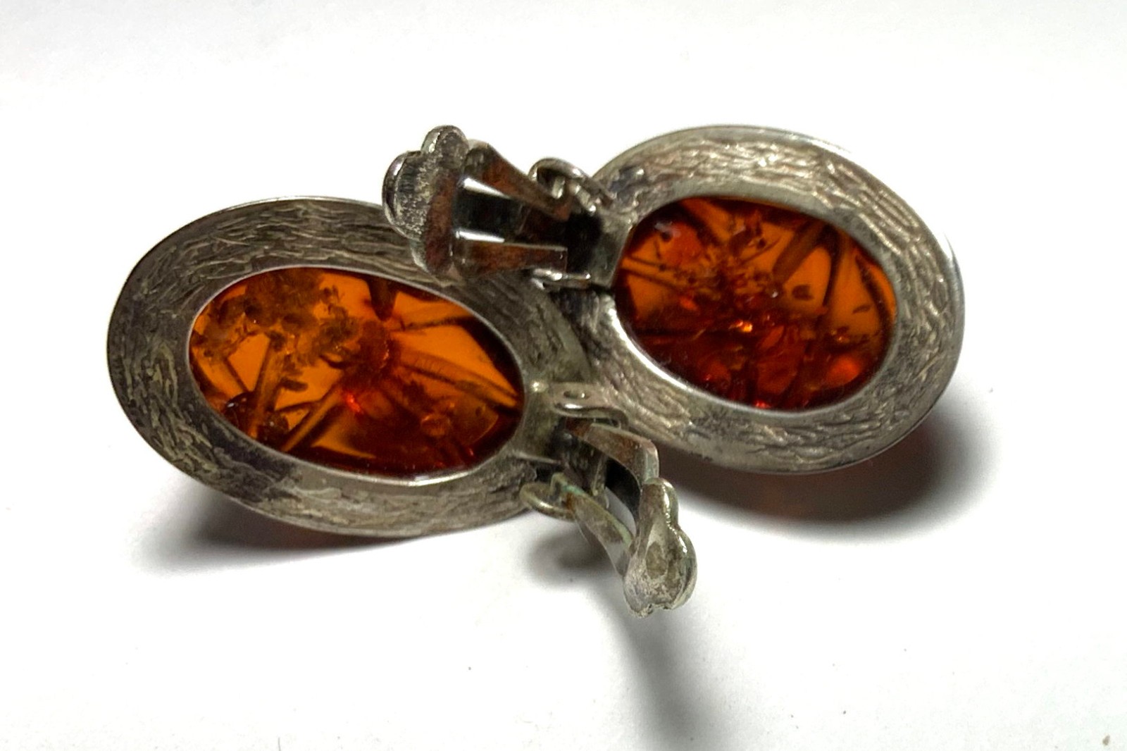 Vintage Faux Set, Korea Pearl / Amber Necklace, Clasp Earrings