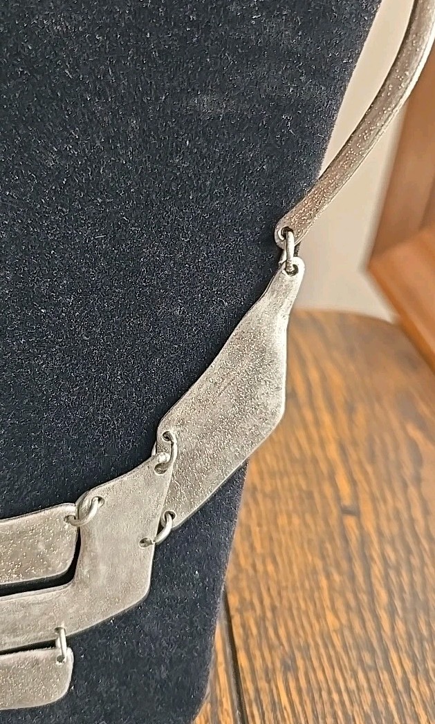 Boho Hippie Hammered Chunky Silver Tone Adjustable Chain With Lobster Clasp 6-8″
