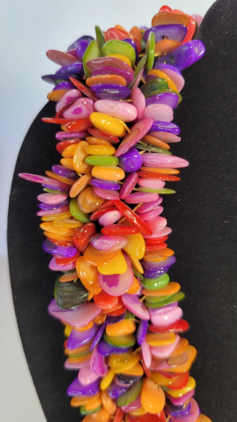 Rainbow Beaded Chunky Chip Necklace 18 inch, 2.5 inch extender.
