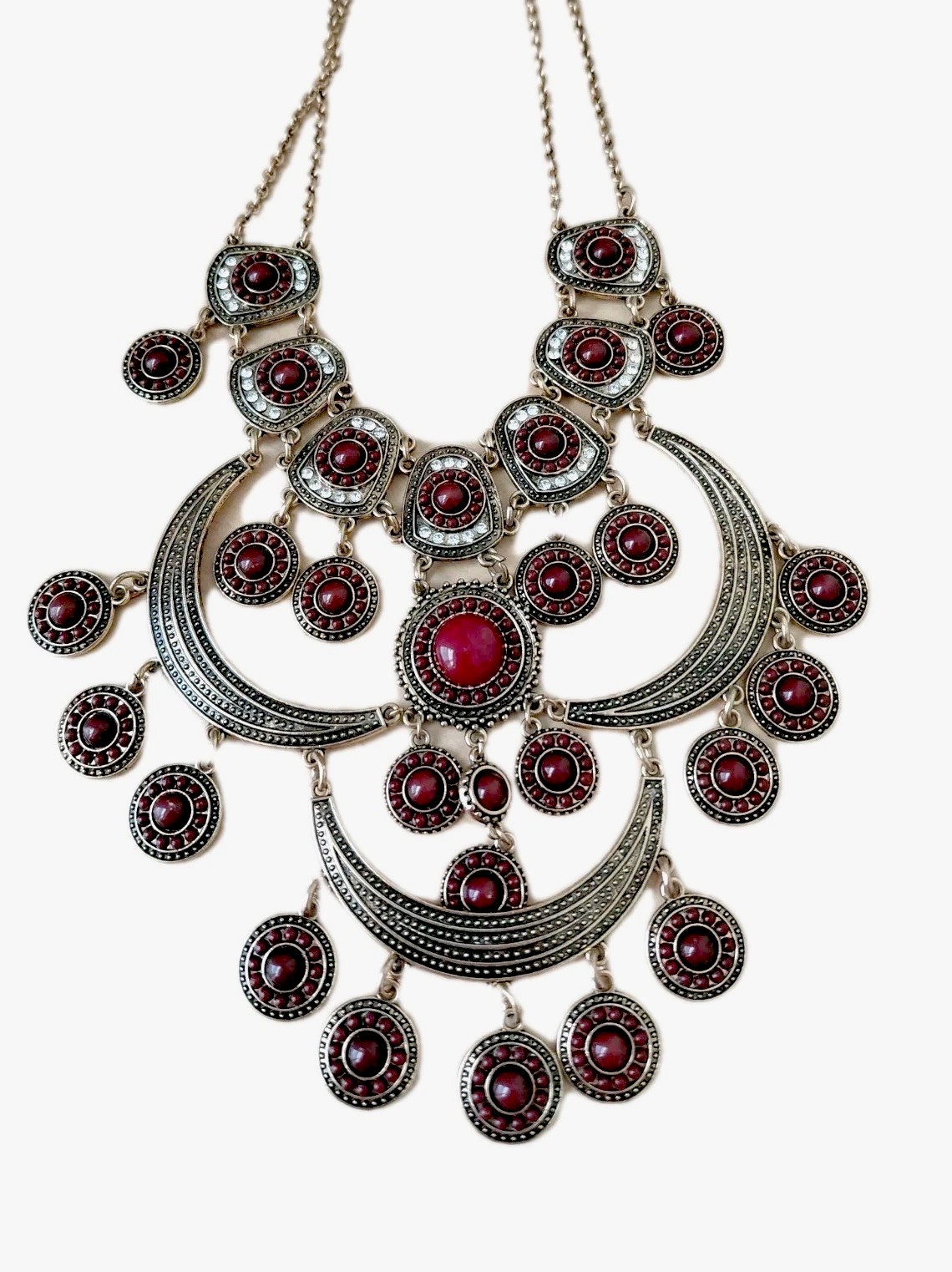 Bohemian Style Statement Necklace_ Gold Tone _ Very Good Used Condition