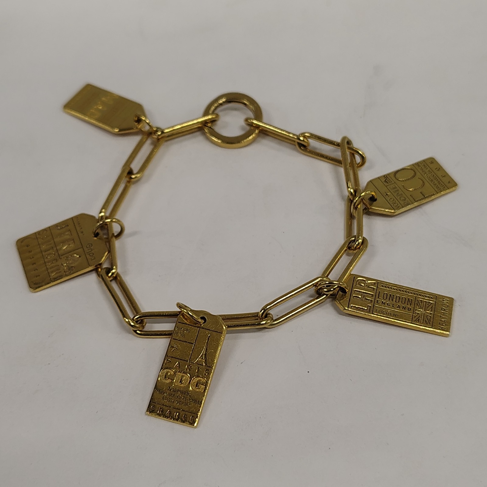 Jet Set Candy JSC 925 Gold Vermeil The Daily 360 Luggage Tag Charm Bracelet 25g