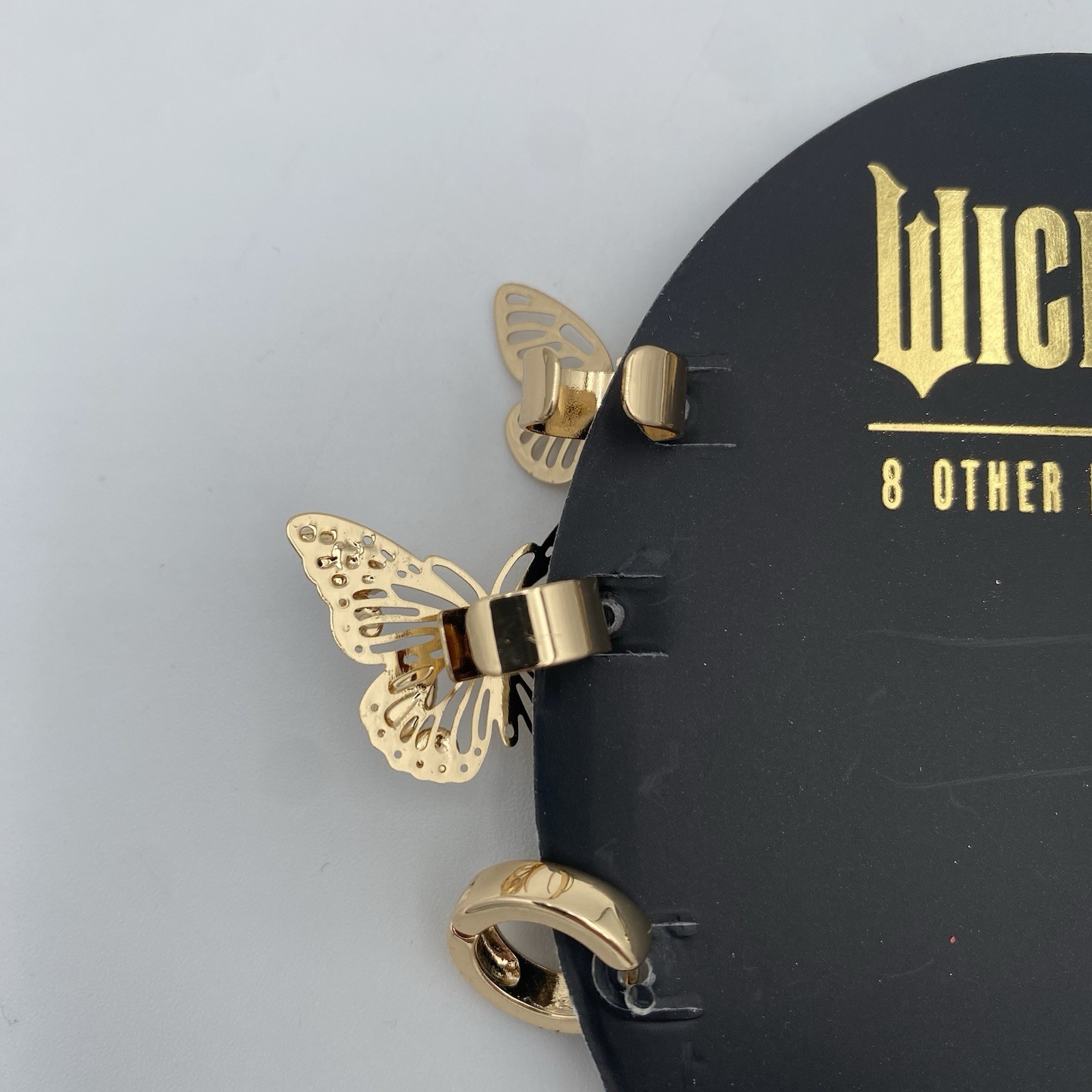 Wicked 8 Other Reasons Revolve Earrings & Ear Cuffs Set Butterfly Gold CZ Stones