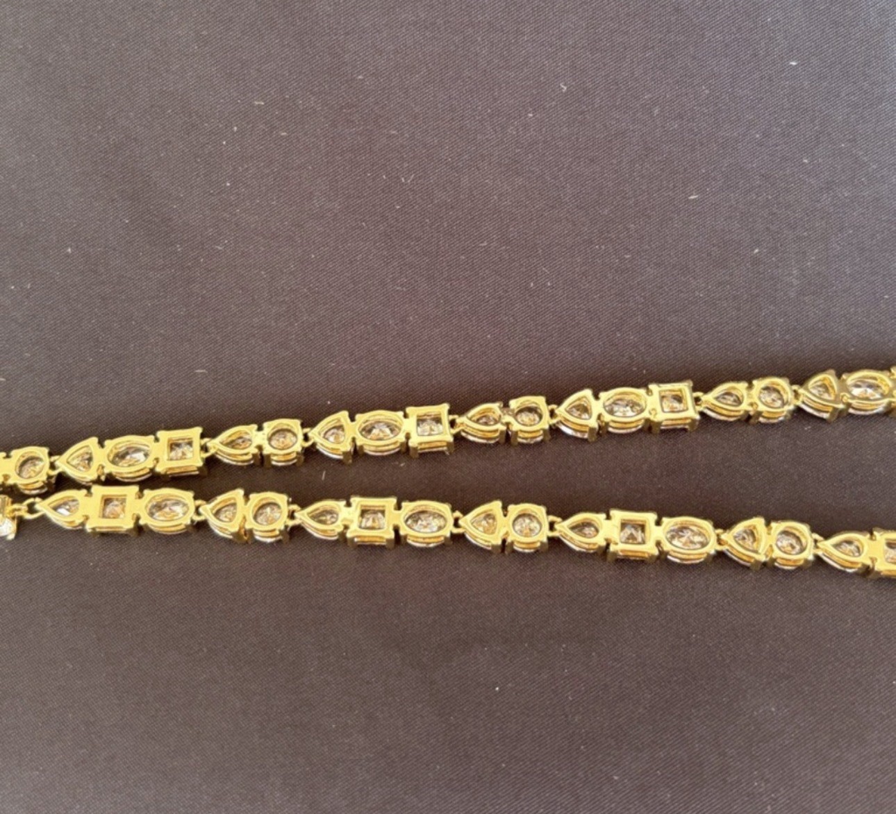 Gold Tone Cubic Zirconia Tennis Necklace Prong Set Lobster Clasp Signed