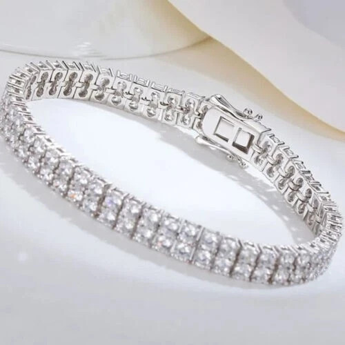 Lab Created 11CT Round Cut VVS1/D Diamond Tennis Bracelet 14K White Gold Finish